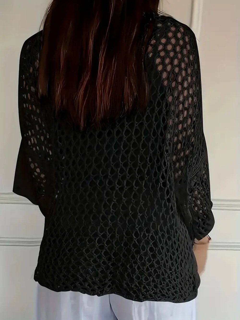 Black Open-Knit  brushed gold Star Pullover - Picture 4 of 4